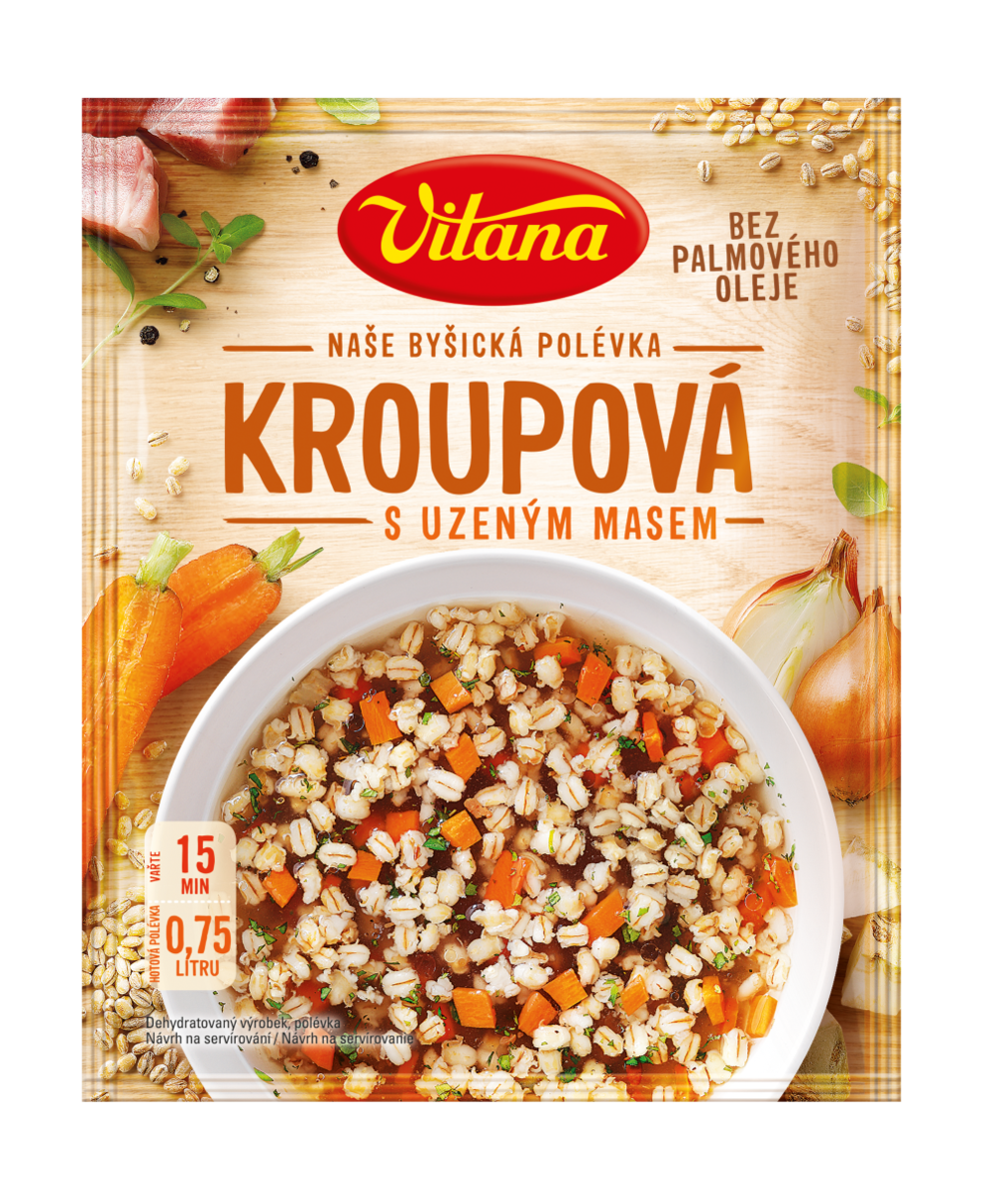 Kroupová s uzeným masem