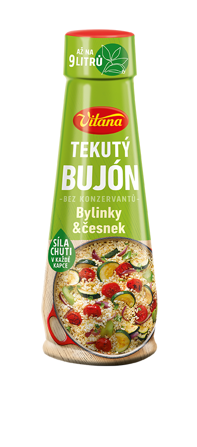 Tekutý bujón bylinky a česnek