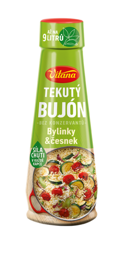 Tekutý bujón bylinky a česnek