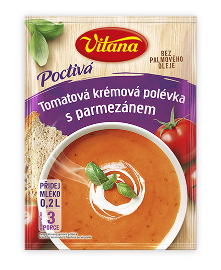 Tomatová krémová polévka s parmezánem
