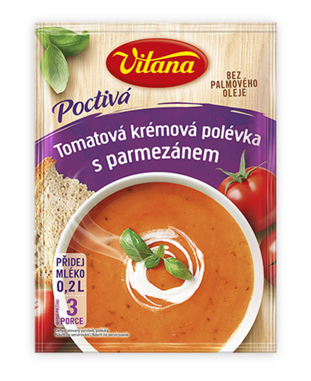 Tomatová krémová polévka s parmezánem