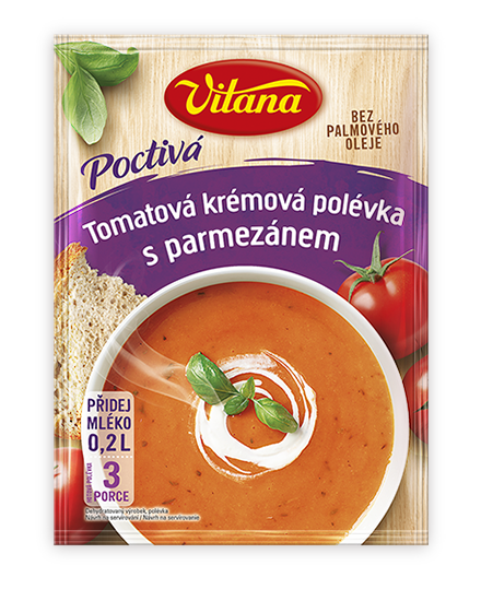 Tomatová krémová polévka s parmezánem