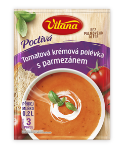 Tomatová krémová polévka s parmezánem